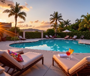 Grafika AI, Palmy, Basen, Leżaki