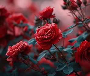 Róże, Rozwinięte, Kwiaty, Czerwone