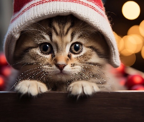 Bombki, Łapki, Kot, Czapka