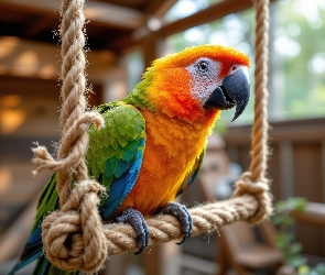 Ara, Grafika AI, Huśtawka, Lina, Papuga