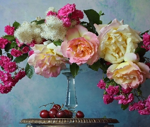 Wazon, Bukiet, Kwiaty, Róże