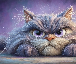 Kot, Grafika AI, Fioletowo-szary