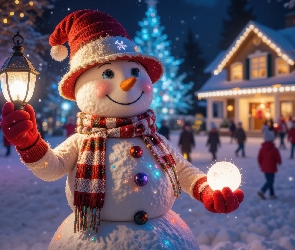 Lampion, Kula, Szalik, AI, Zima, Bałwanek, Czapka