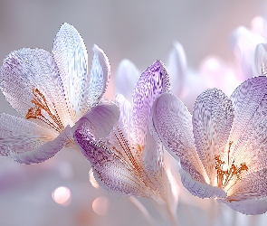 Krokusy, Grafika AI, Różowe