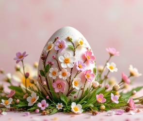 Białe, Kwiaty, Kolorowe, Jajko, Wielkanoc