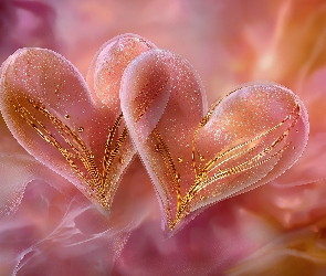 Różowe, Grafika AI, Wzory, Serca, Dwa