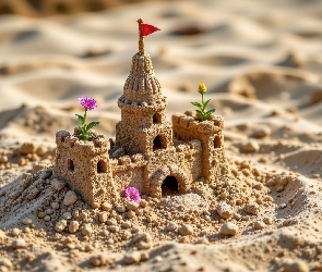 Kwiatki, Zamek, Plaża, Piasek