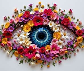 Kolorowe, Kwiaty, Oko