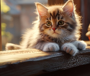 Kot, Grafika, Parapet, Okno, Mały