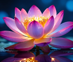 Grafika AI, Kwiat, Lotos, Podświetlony