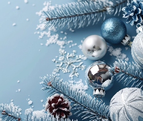 Grafika, Szyszki, Boże Narodzenie, Bombki