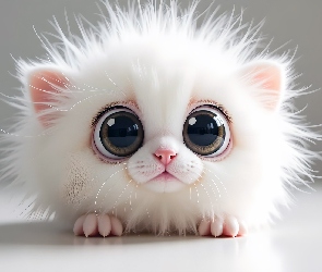 Stworek, Grafika, Maskotka, Biała, Słodki