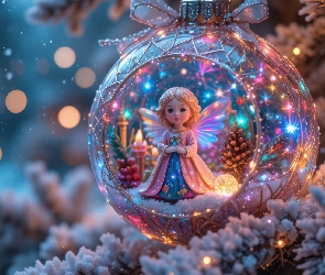 Choinka, Aniołek, Boże Narodzenie, Bombka