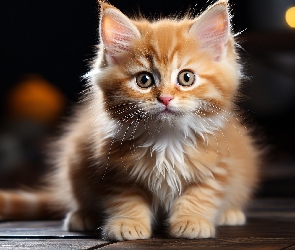 Grafika, Spojrzenie, Rudy, Kotek