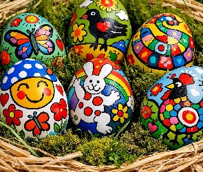 Gniazdko, Udekorowane, Wielkanoc, Pisanki
