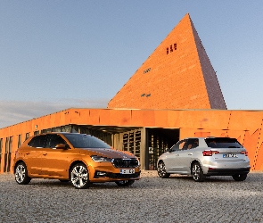 Budynek, Skoda Fabia, Dwa, Samochody
