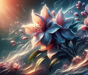 Rozświetlone, Kwiaty, Grafika