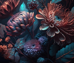 Bukiet kwiatów, Grafika, Kwiaty