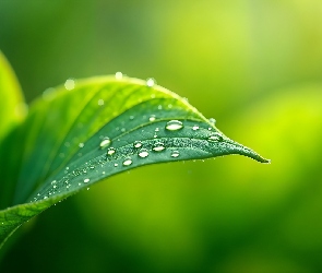 Zielony, Krople, Liść