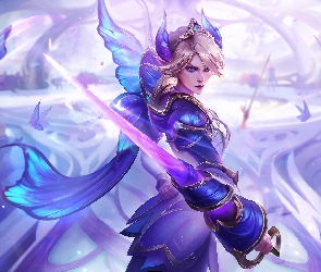 Miecz, Fiora, League of Legends, Skrzydła, Kobieta, Gra, Postać
