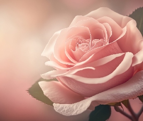 AI, Liście, Jasnoróżowa, Róża