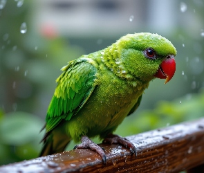 Deszcz, Poręcz, Zielona, Papuga