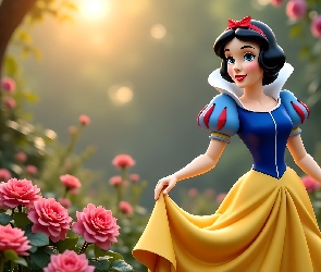 Kwiaty, Grafika AI, Królewna Śnieżka