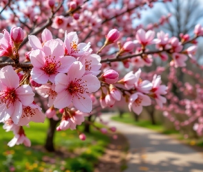 Grafika AI, Drzewo owocowe, Gałązka, Kwiaty