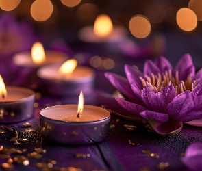 Świeczki, Lilia wodna, Fioletowy, Kwiat