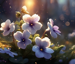 Kwiaty, Grafika, Jasnofioletowe