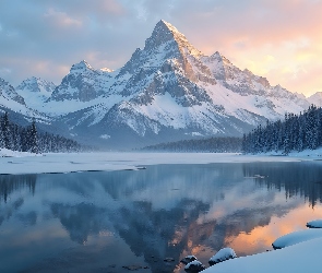 Las, Góry, Zima, Jezioro