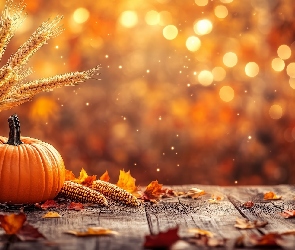 Rozmycie, Deski, Kłosy, AI, Kukurydza, Dynia, Zboże