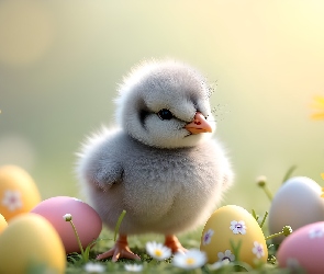 Grafika, Pisanki, Szary, Kurczak