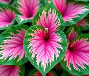 Listki, Zielono-różowe, Roślina, Kaladium