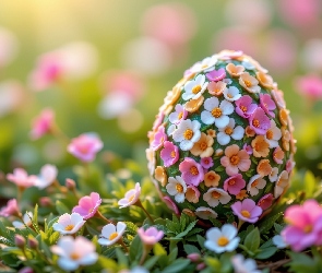 Jajko, Łąka, Kwiaty, Drobne, Wielkanoc