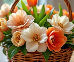Kamelie, AI, Koszyk, Tulipany, Kwiaty