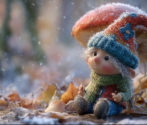 Grafika AI, Liście, Skrzat, Grzyb