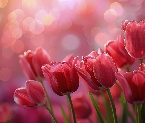 Tulipany, Bokeh, Czerwone