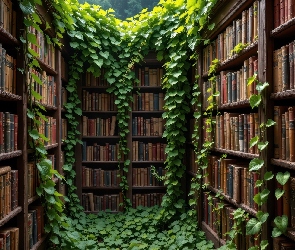 Rośliny, Pnące, Regały, Książki