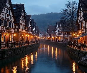 Góry, Kanał, Domy, Latarnie