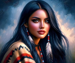 Indianka, Grafika, Kobieta