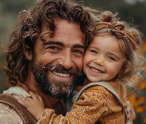 Dziewczynka, Córka, Ojciec, Uśmiechy, Mężczyzna