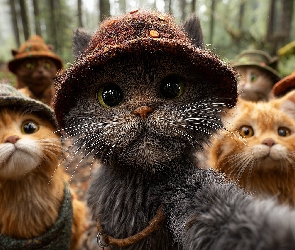 Grafika AI, Selfie, Koty, Kapelusze