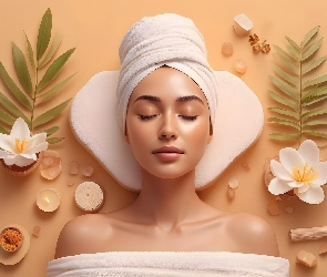 SPA, Kwiaty, Kobieta