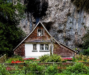 Zieleń, Skała, Dom, Ogrodzenie