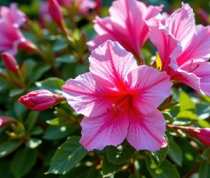 Różowe, Kwiaty, Hibiskus