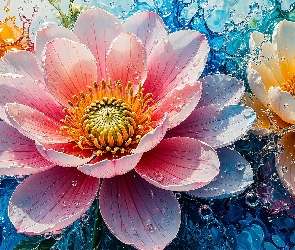 Woda, Grafika AI, Kwiaty