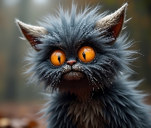Włochacz, Fantasy, Oczy, Wielkie, Stworzenie