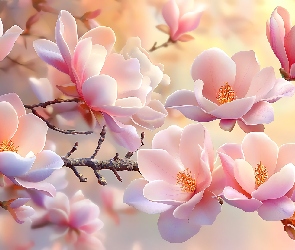 Gałązki, Grafika, Magnolia