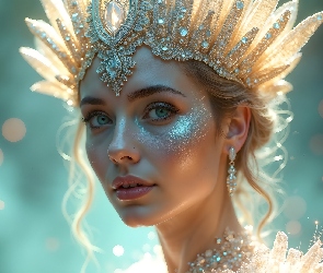 Diadem, Grafika, Naszyjnik, Korona, Kobieta